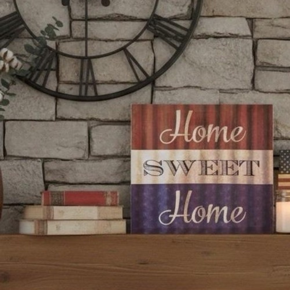Home Sweet Home Canvas, Red White And Blue 12'' X 12''